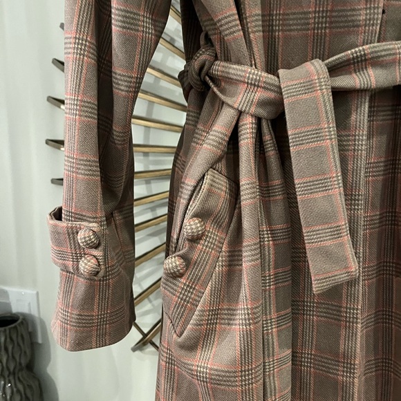 Women’s Plaid Belted Trench Coat - Brown - Picture 2 of 6